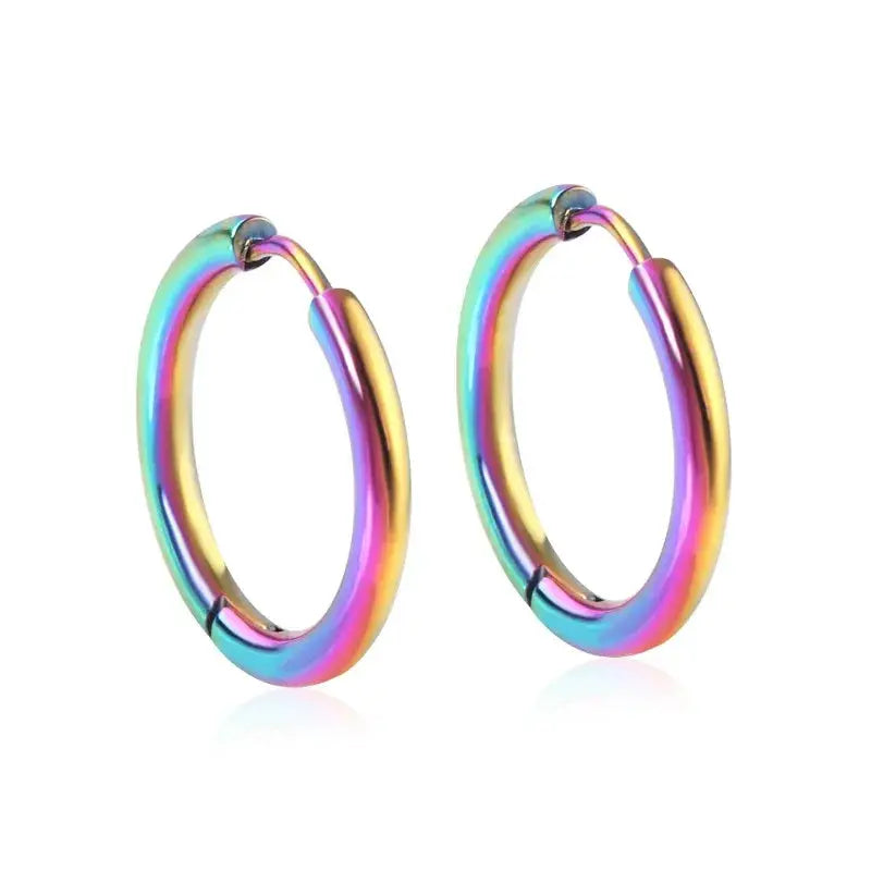 2 Pcs Unisex Small Hoop Earrings Stainless Steel Silver Tone Hypoallergenic For Women And Men Round Circle Jewelry