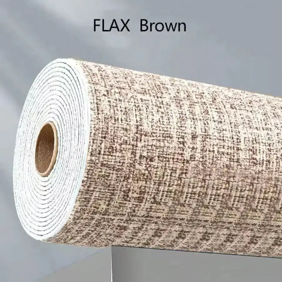 3D imitation linen wallpaper roll in flax brown, self-adhesive, Simples Market