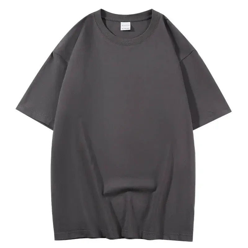 One Hundred Percent Cotton Unisex Short Sleeve T Shirt Loose Fit Crew Neck Solid Color Top For Men And Women