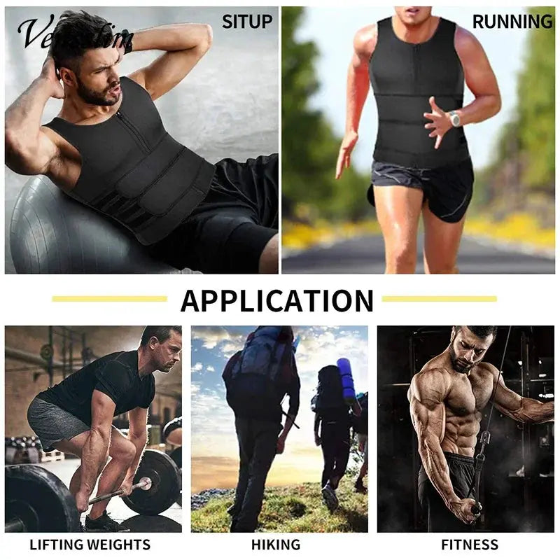 Vensslim men's waist trainer vest by Simples Market, black slimming compression undershirt for workouts