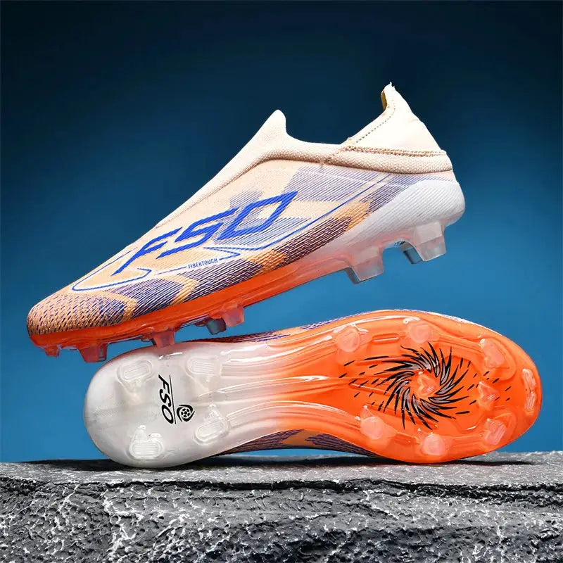 Mens Football Boots Non Slip High Top Futsal Sneakers Breathable Microfiber Upper For Outdoor Grass Fields