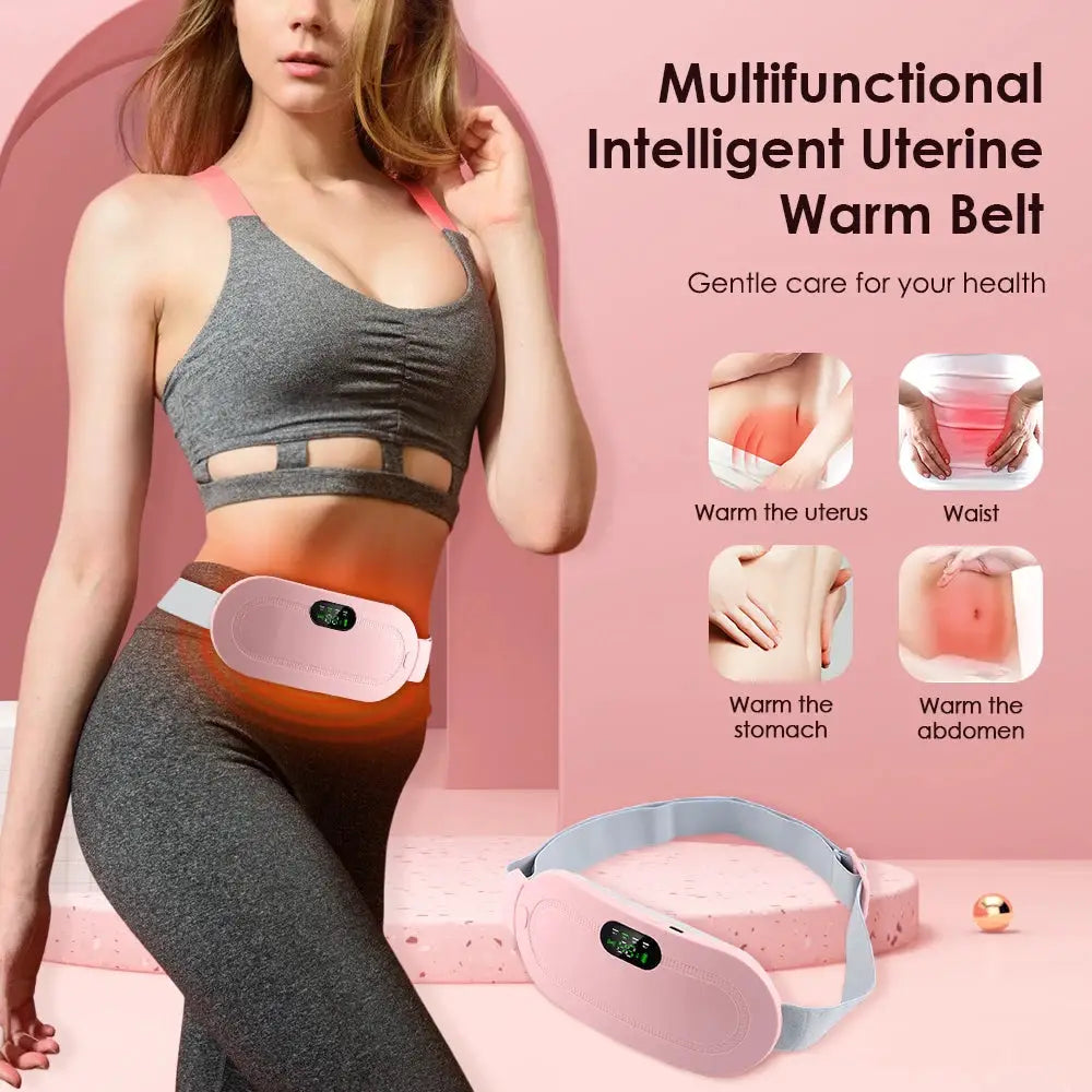 Simples Market electric waist massage belt in pink with heating and vibration for menstrual cramps