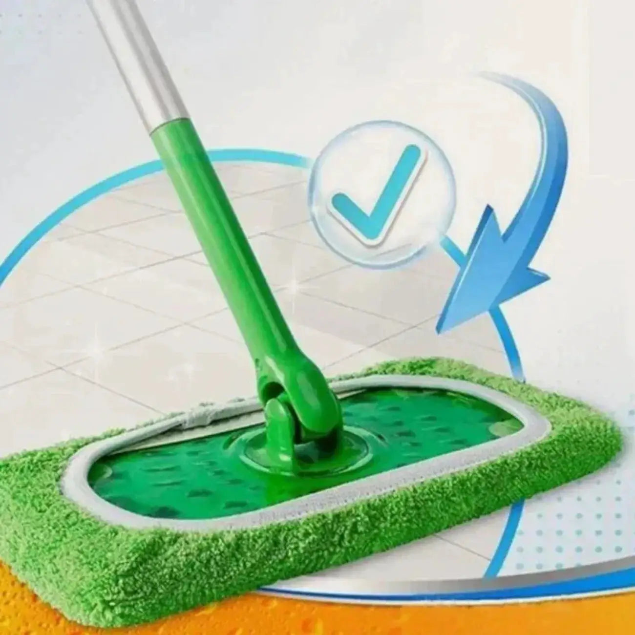 Flat mop pad set, 6-pack, green microfiber pads for eco-friendly dusting, wet mopping, and pet hair pickup