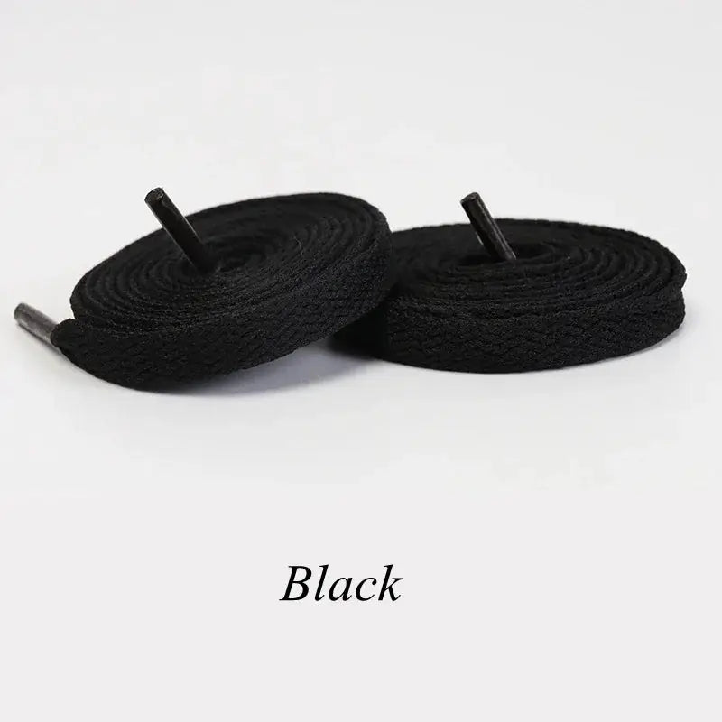 Flat black shoelaces, 1 pair, unisex casual sneaker laces