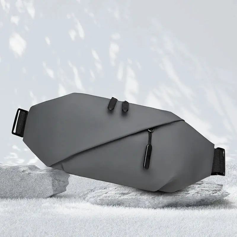 Simples Market men's waterproof gray minimalist waist bag for running, crossbody fanny pack