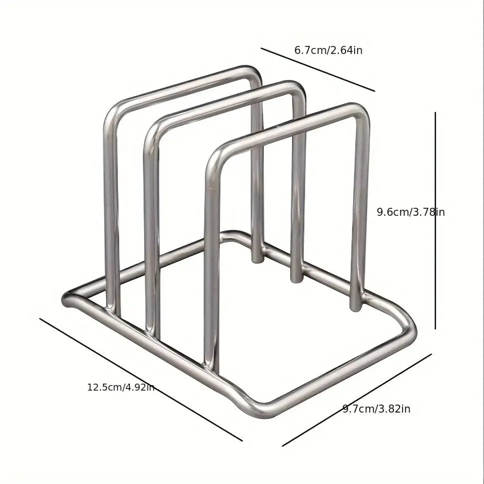 KitchenPro Space Saving Stainless Steel Pot Lid And Cutting Board Organizer Combo Heavy Duty Countertop Rack