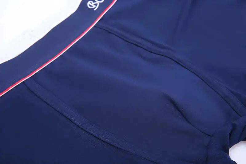 Boxer shorts set navy blue cotton for men by Simples Market with white-red waistband.