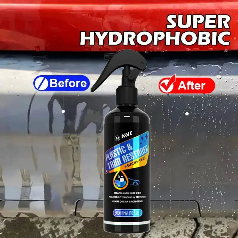 Simples Market Plastic & Trim Restorer spray bottle with blue label for car plastic and trim, 300ml