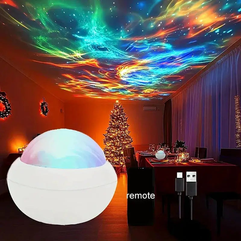 Northern Light RGB Aurora projector lamp by Simples Market with remote, USB power, 360-degree rotation