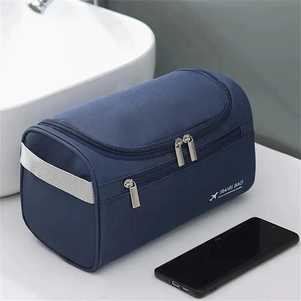 AquaGuard Travel Toiletry Organizer Waterproof Nylon Bag With Hanging Design And High Capacity