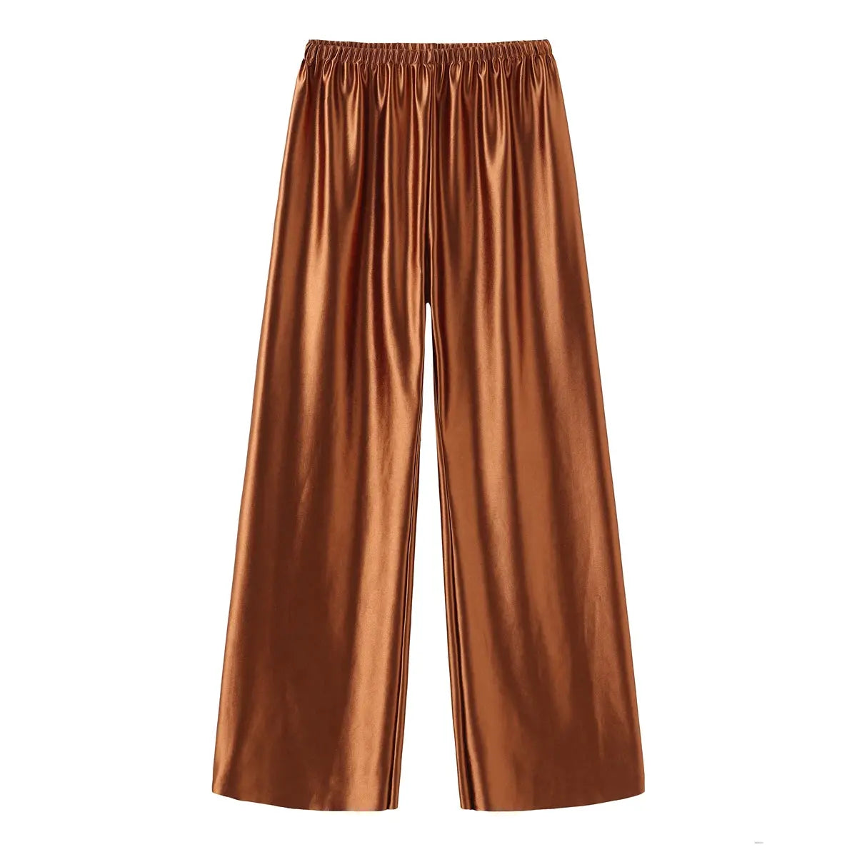 VelvetBloom Satin Wide Leg Pants With High Waist Elastic Closure For All Day Comfort And Elegant Summer Style