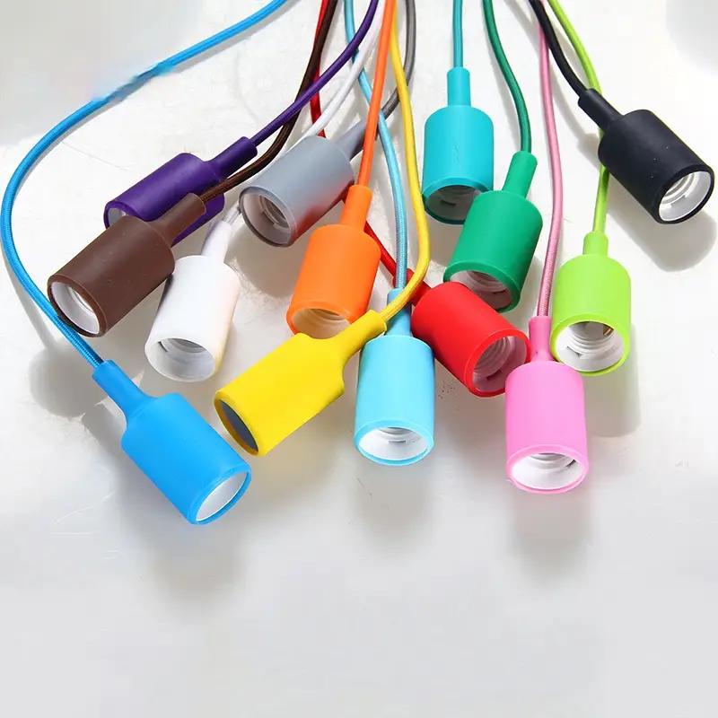 Simples Market pendant lights: modern silica gel E27 sockets, 100cm cords, 13 colors.