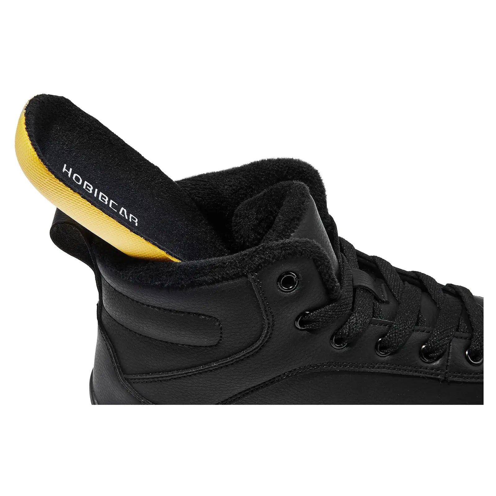 Hobibear Unisex Winter Barefoot Sneakers Wide Toe Box Faux Fur Lined Ankle Sneakers Artificial Leather Lace Up