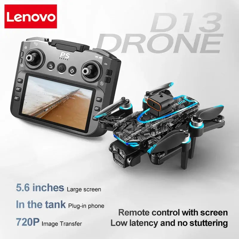 Lenovo D13 GPS Drone 8K Triple Camera Remote Control With Optical Flow Obstacle Avoidance Brushless Motors Screen