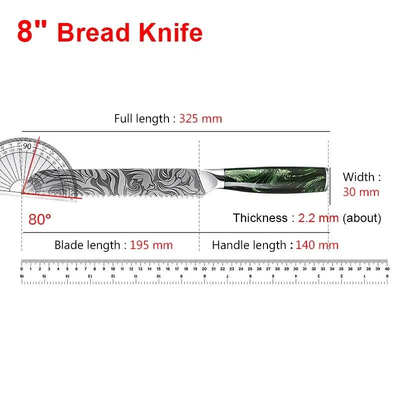 Hikari Japanese Laser Damascus Kitchen Knife Versatile Utility Chef Knife for Meat Fruit Bread Vegetables