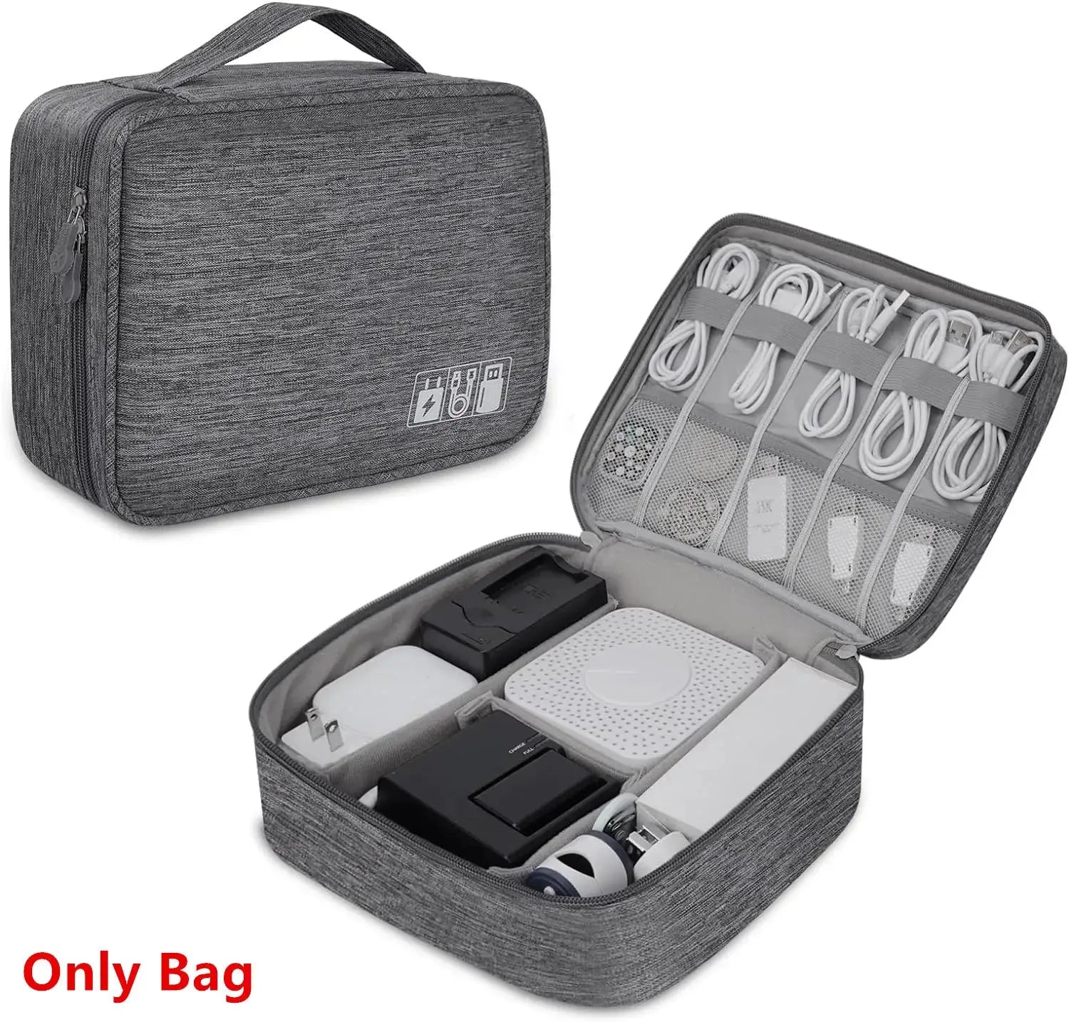 TravelMate Waterproof Cable Storage Bag Digital Organizer Portable USB Data Cable Charger Case With Compartments