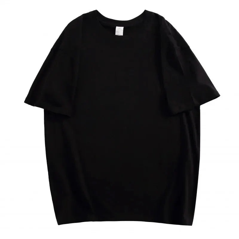 One Hundred Percent Cotton Unisex Short Sleeve T Shirt Loose Fit Crew Neck Solid Color Top For Men And Women