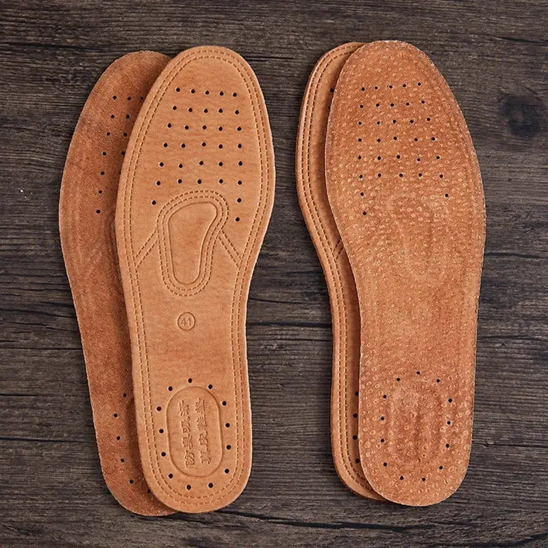 1 Pair Cowhide Insoles For Men Genuine Leather Deodorant Breathable Insoles For Shoes And Flats