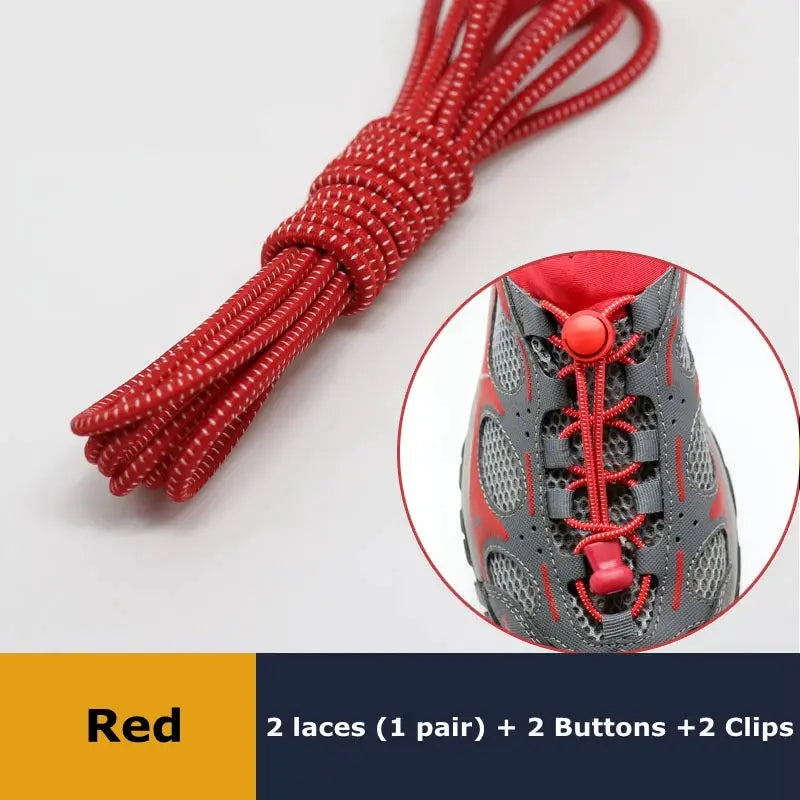 1 pair Simples Market red elastic no-tie sneaker shoelaces with cord lock