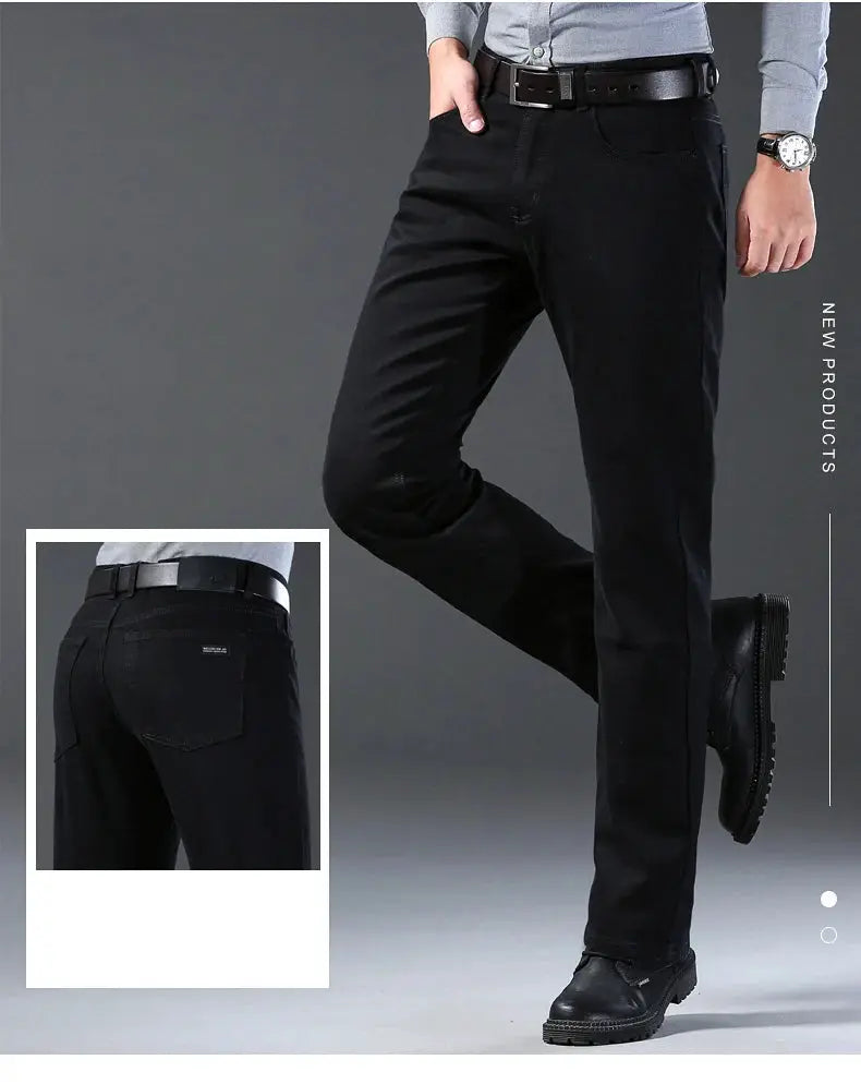 Men's Simples Market black stretch denim jeans, slim straight fit
