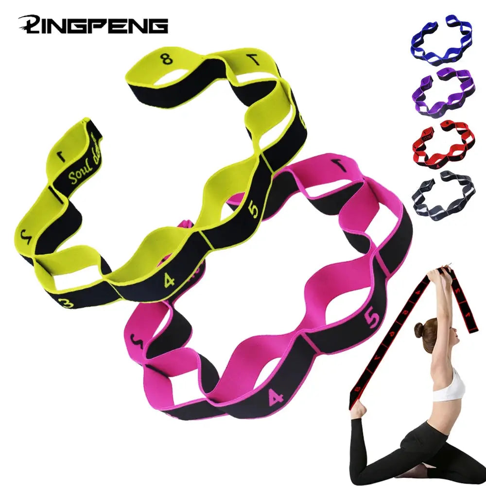 8 Section Dance Resistance Band For Yoga Pilates Fitness With Adjustable Elasticity And Tension Belt