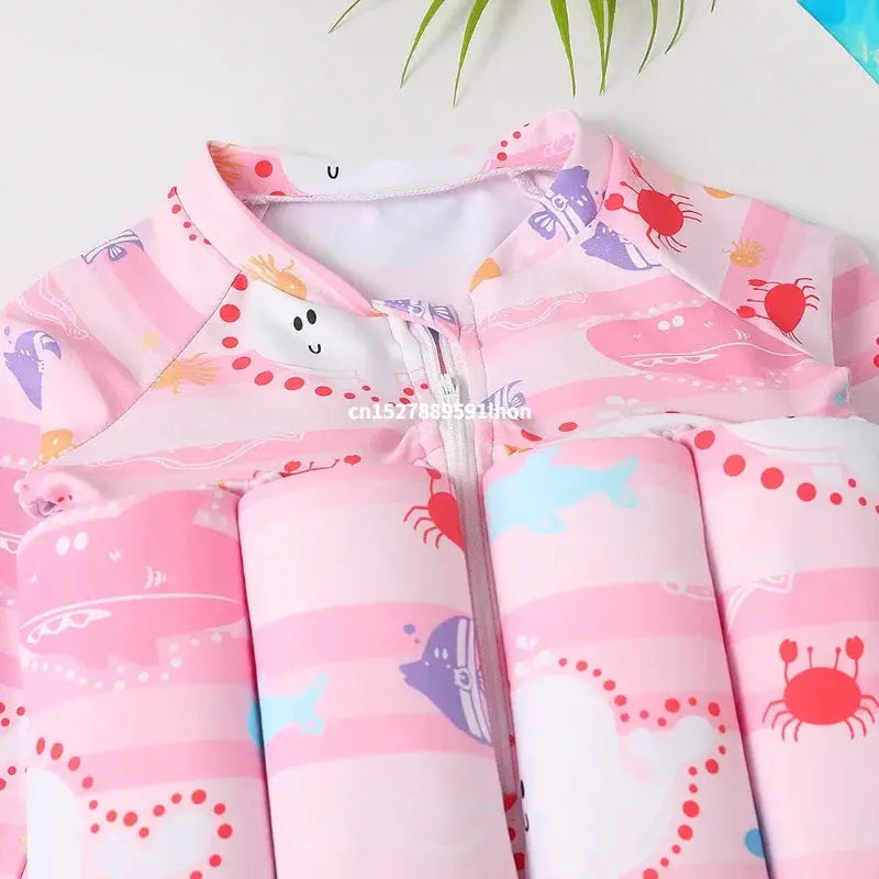 Childrens Buoyancy Swimwear One Piece Rash Guard With Cartoon Print Floating Bathing Suit For Boys And Girls Ages 0 To 6