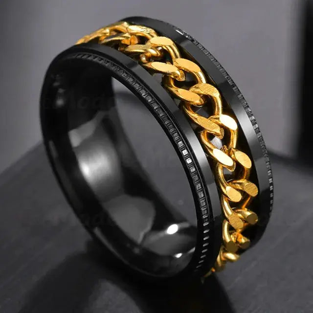 Stainless Steel Rotating Chain Ring for Men and Women High Quality Spinner Punk Jewelry for Parties Gift