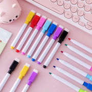 8pc magnetic colorful whiteboard marker set with built-in erasers