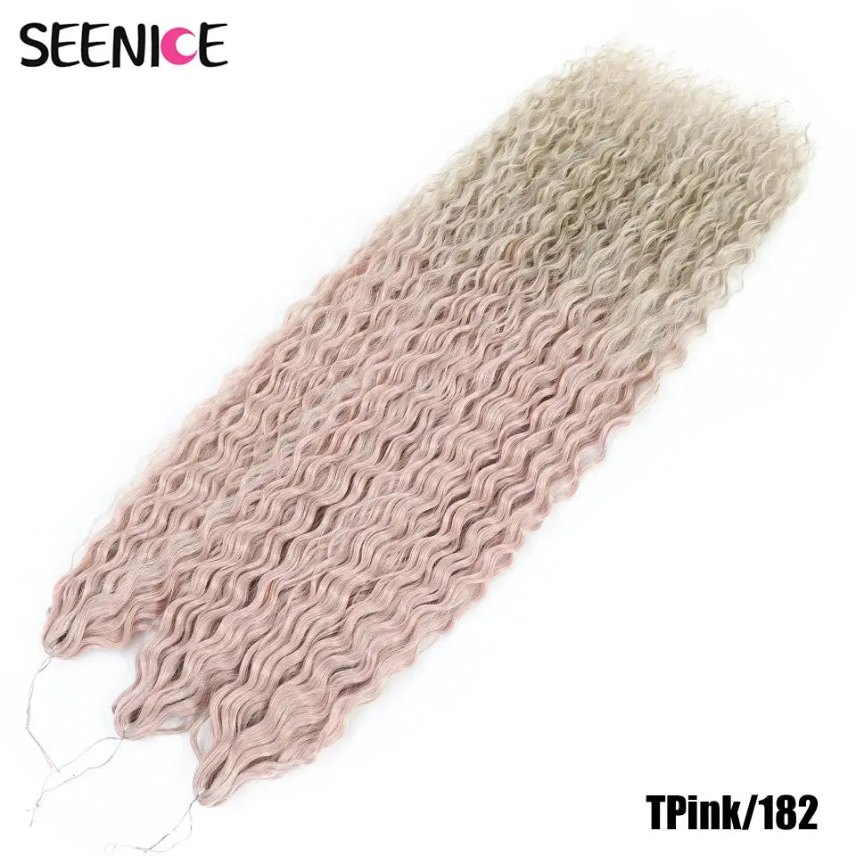 Seenice crochet hair extension, ombre blonde water-wave twists, synthetic braids