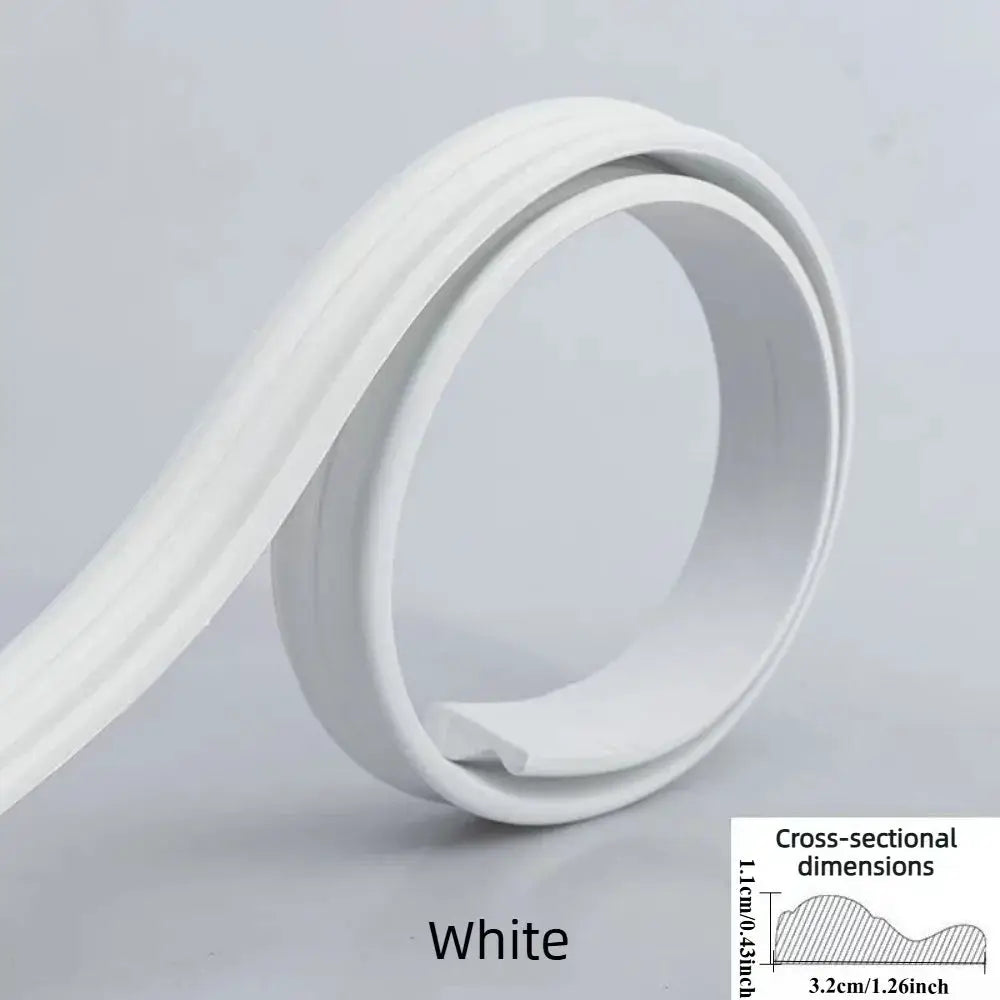 Self-adhesive PVC decorative strip, white, bendable 1m roll for walls, floors and cabinets Simples Market