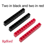 4-piece plastic bit holder set, 10-hole each, black and red, for 1/4 hex shank screwdriver bits
