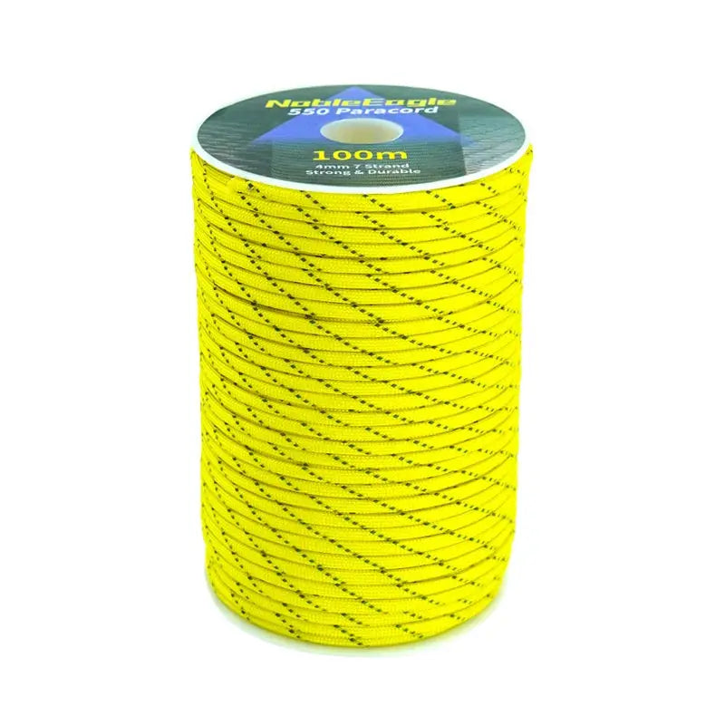 Reflective paracord rope by Simples Market, yellow 550 cord, 4mm, 7-strand on spool for camping and DIY