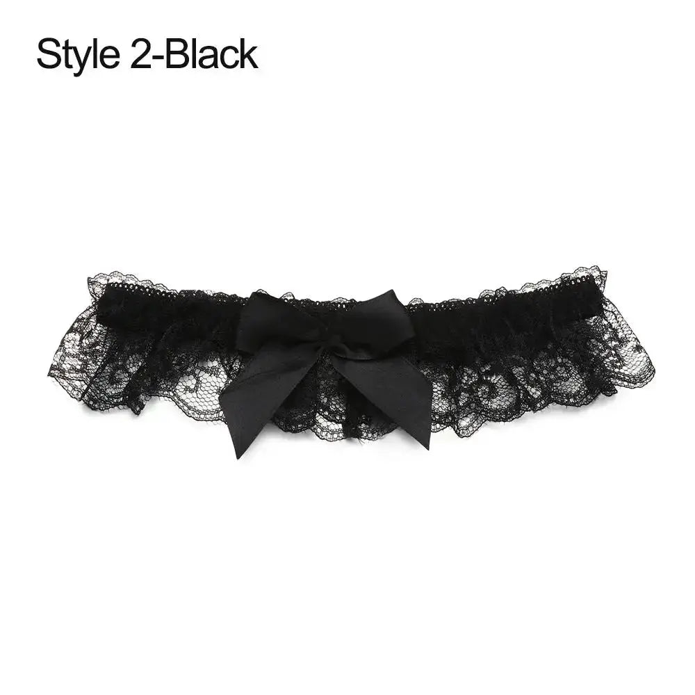 LaceLux Garter Belt Leg Ring With Elegant Elastic Polyester Lace Bowknot For Wedding And Cosplay