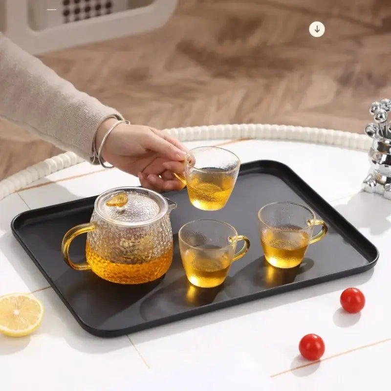 Heavy Duty Black Rectangular Serving Tray Non Slip Surface Grade