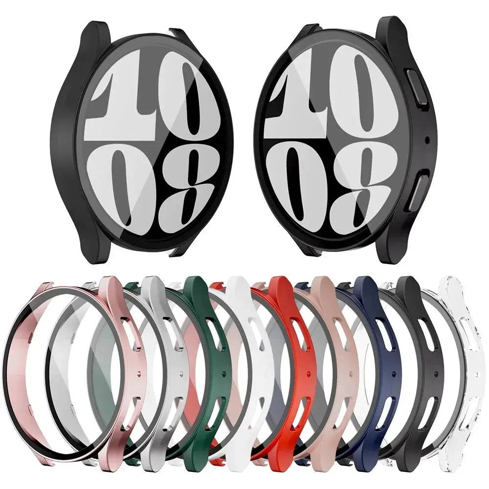 Simples Market matte hard PC watch case with tempered glass screen protector for Samsung Galaxy Watch 7/6/5/4 (40/44mm), bumper in multiple colors