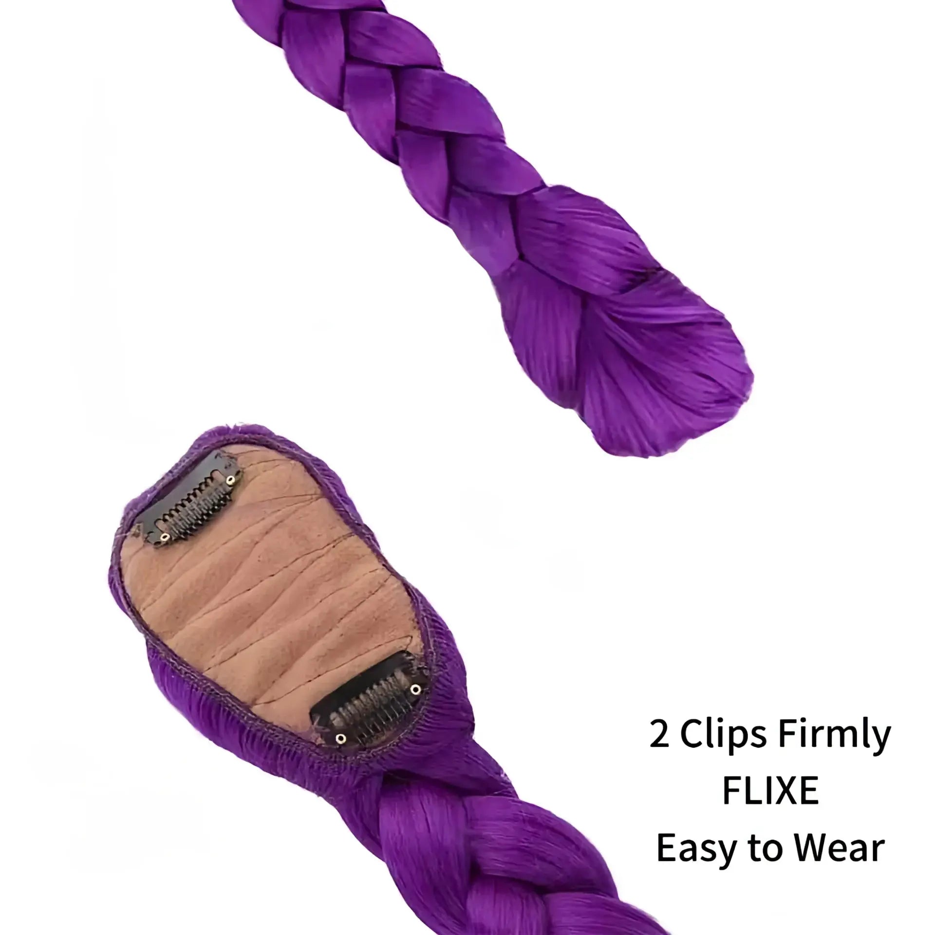 26 Inch Synthetic Braided Purple Hair Ponytail Rumi Costume Hairstyle Clips For Kids Girls Halloween Christmas