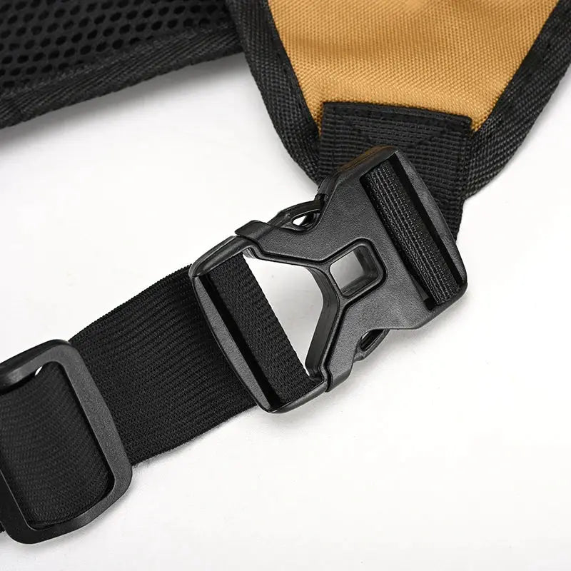 Outdoor Tactical Chest Bag for Men with black strap, tan panel, and quick-release buckle