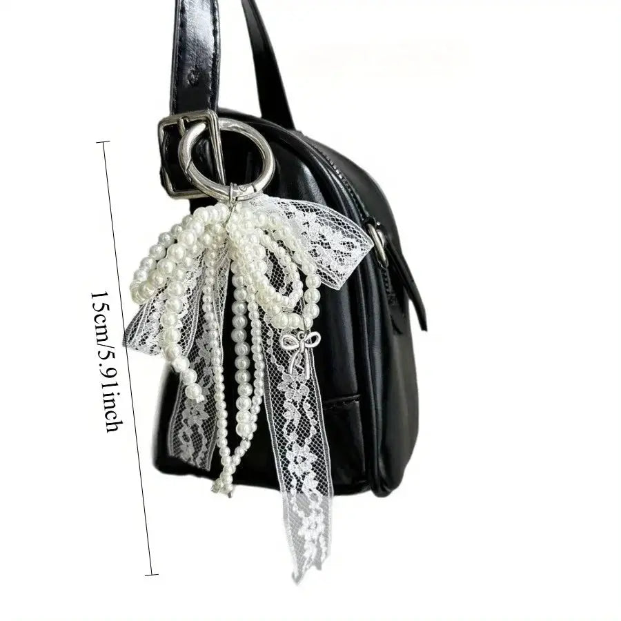 Pearl Lace Bow Pendant For Bags And Car Keys Fashionable High Quality Accessory Elegant Key Chain Pendant