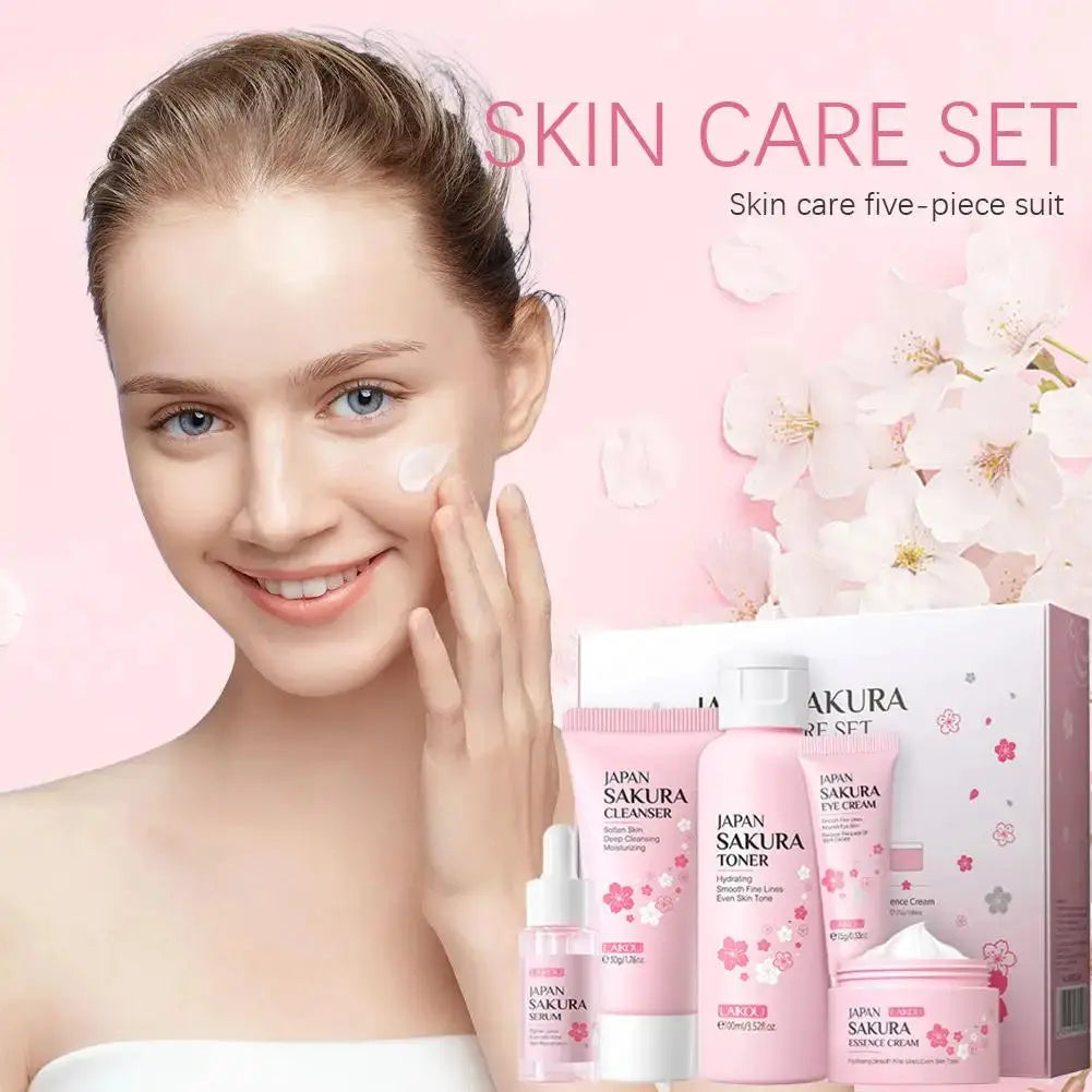 Sakura Skin Care Set Complete Facial Routine For Hydration And Radiant Skin With Cherry Blossom Essence