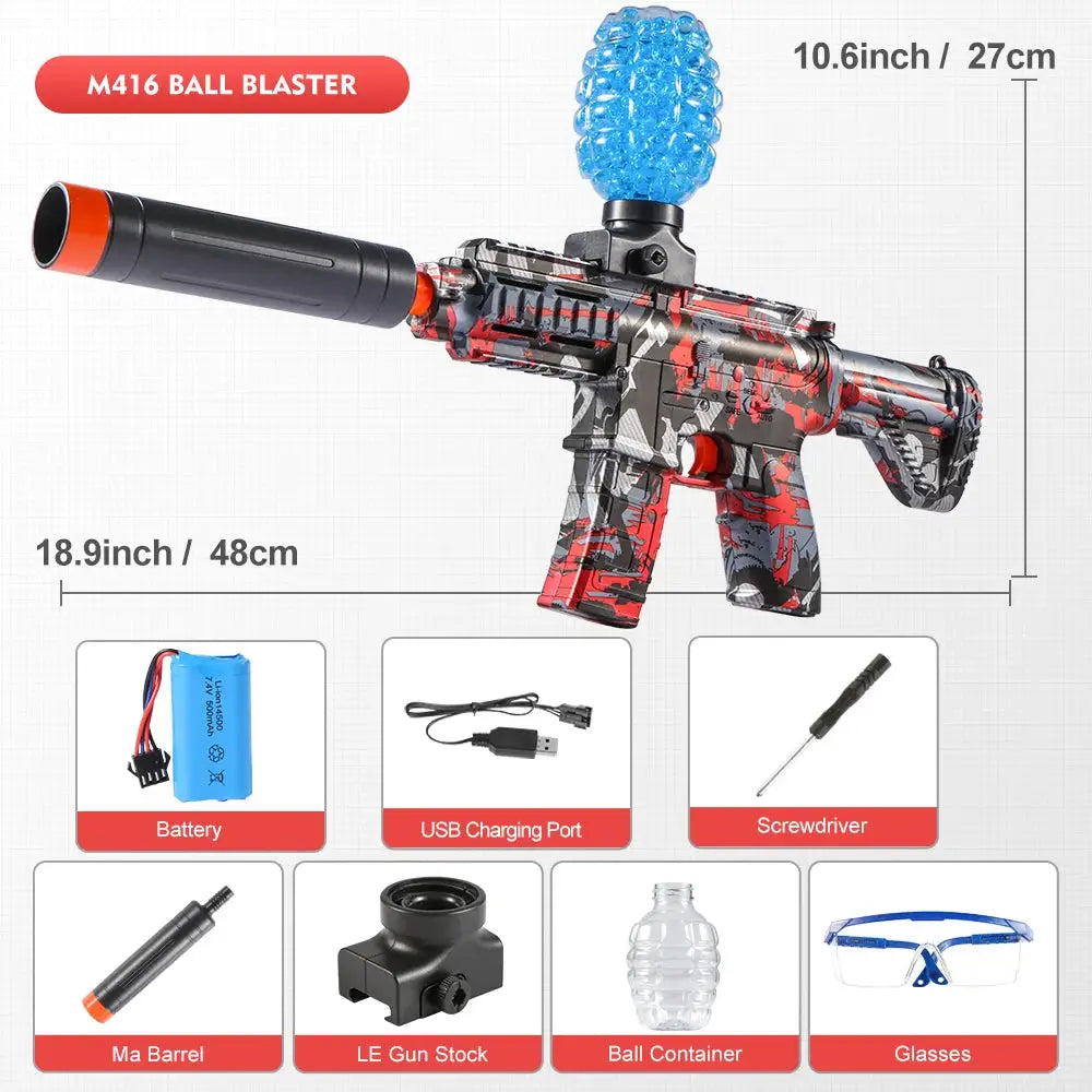 M416 Electric Ball Blaster Toy Gun High Speed Metallic Finish Rechargeable Outdoor Party Gift