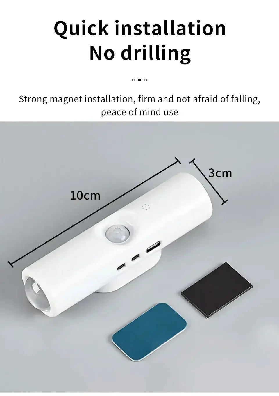 Smart RGB gradient wall light with motion sensor; white cylindrical lamp with magnetic mounting and two color panels.