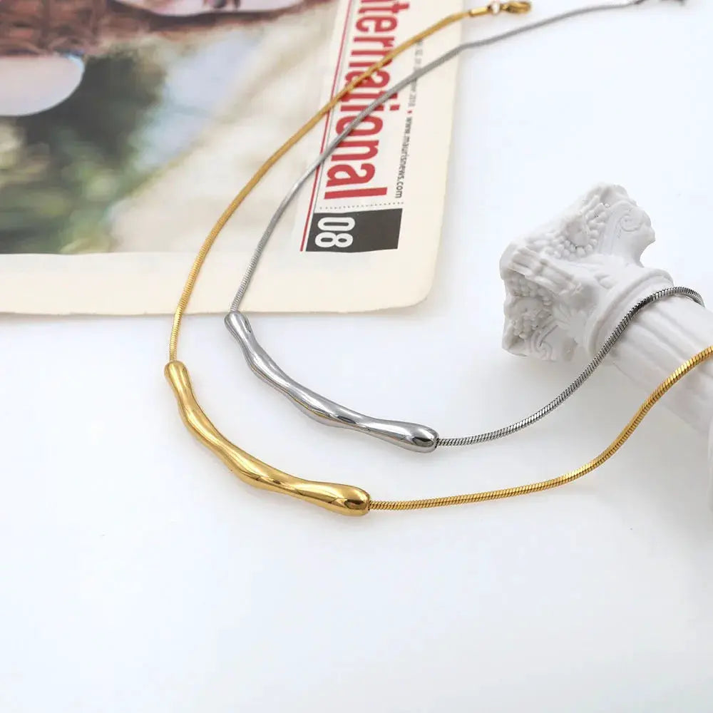 ZAKOL European American Fashion Stainless Steel Gold Color Collar Bone Chain Necklace For Women Short Jewelry