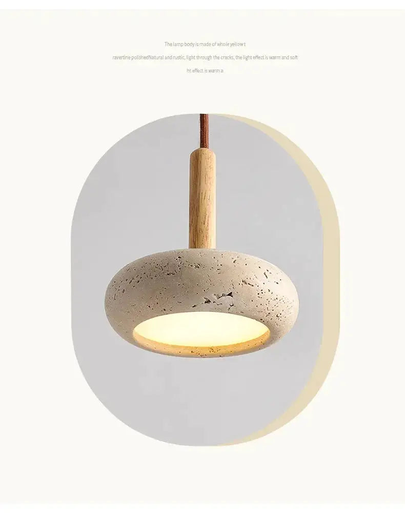 Wabi Sabi circular yellow stone LED pendant lamp by Simples Market