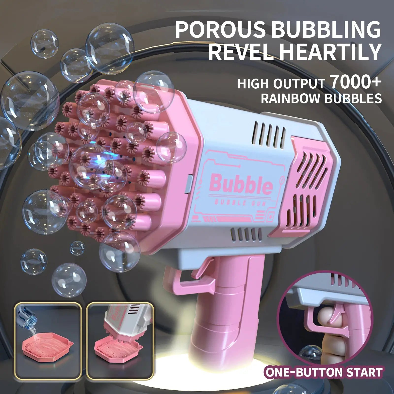 40 Hole Fully Automatic Outdoor Bubble Machine With Lights Battery Free No Bubble Water Included
