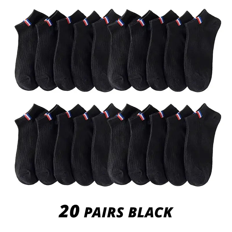 Mens Thin Summer Boat Socks Pack Of 5 10 20 Pairs Breathable Sweat Absorbing Casual Plain Color