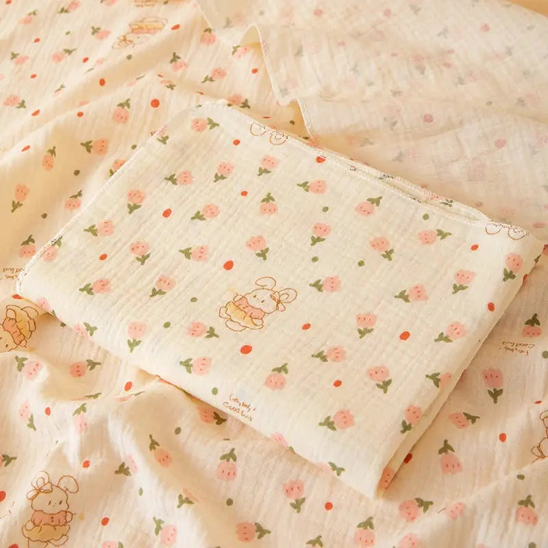 1 Piece Double Layered Baby Swaddle Blanket Soft Breathable With Cute Patterns For All Seasons