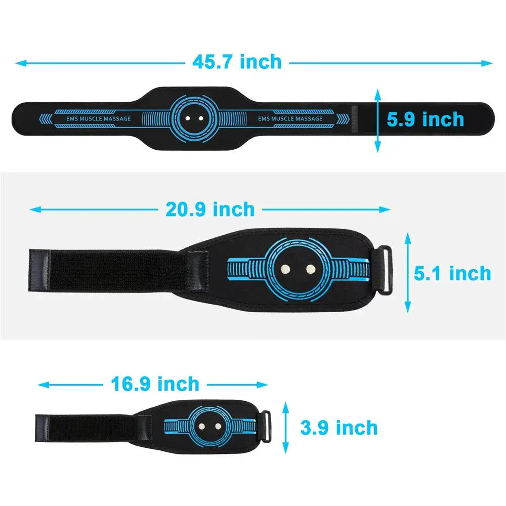Simples Market EMS Belt Massage Set USB charging, black abdominal fitness belt with blue circuit design