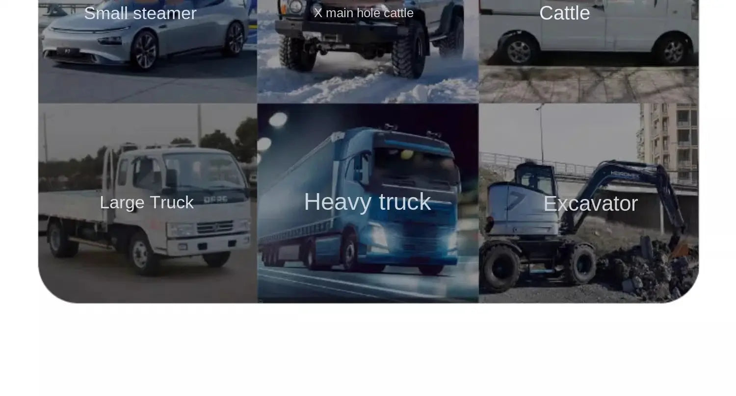 Car fan by Simples Market; collage of vehicle images including large truck, heavy truck and excavator