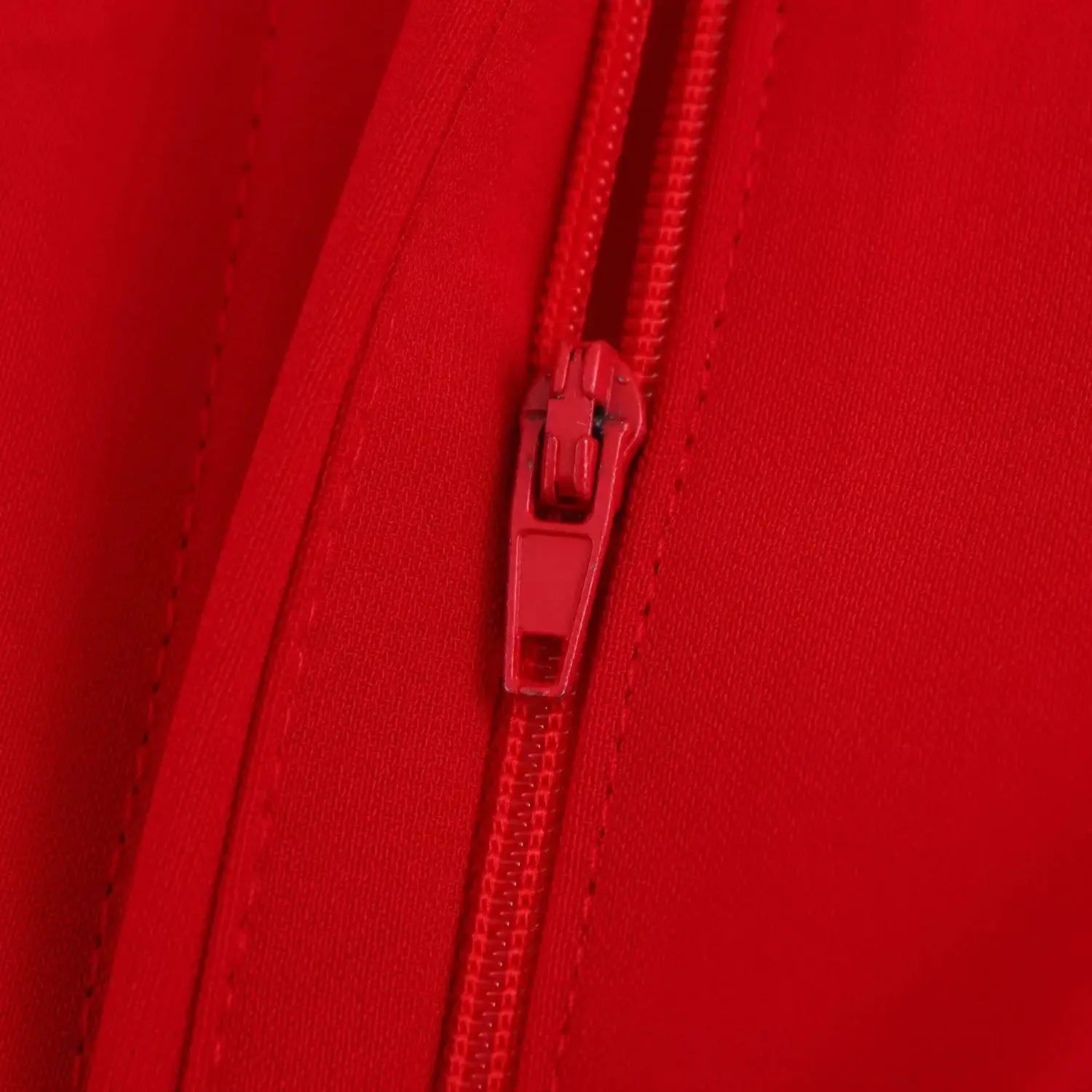 KONDALA red vest blazer zipper detail on smooth fabric