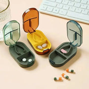 Portable Multiple Pill Cutter With Storage Box Adjustable Pill Splitter Stainless Steel Cutting Blade